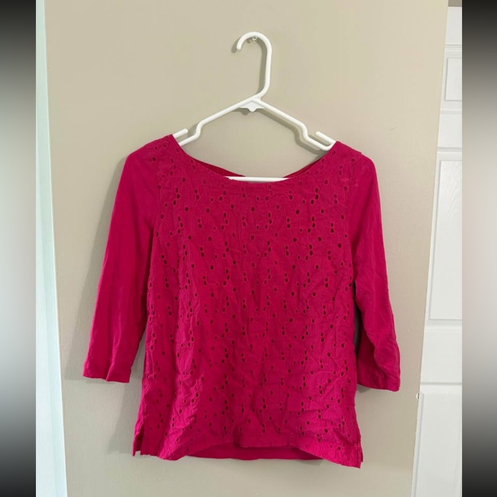 3/$15 pink j crew eyelet top size small